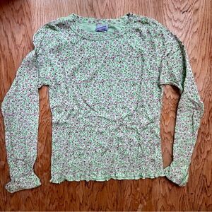 Old Navy Green Floral Ribbed Top